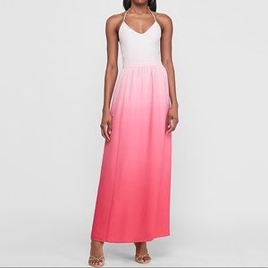 Express Ombré Halter Maxi Dress Dip Dye Pink XL